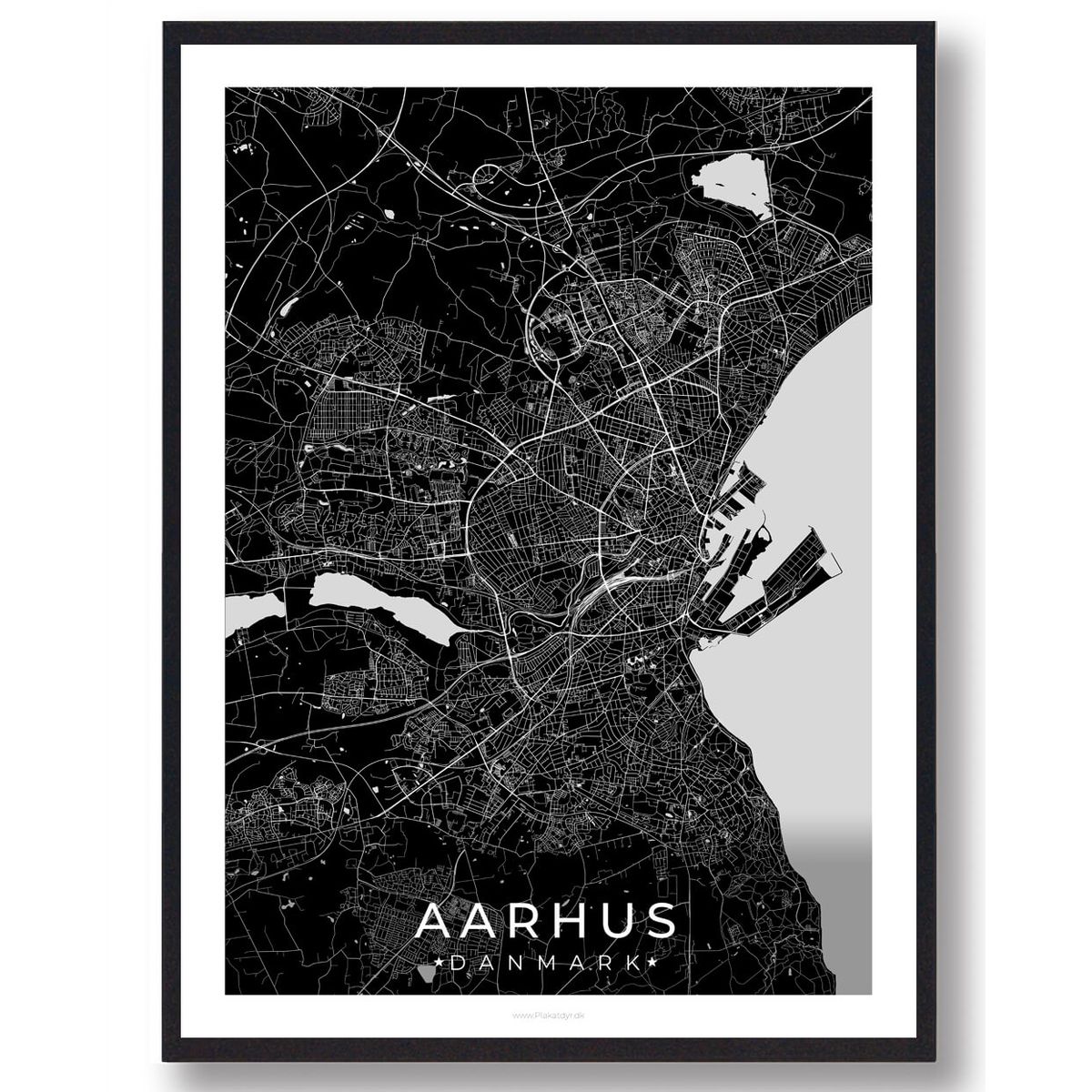 Aarhus by plakat - sort (Størrelse: L - 50x70cm (B2))