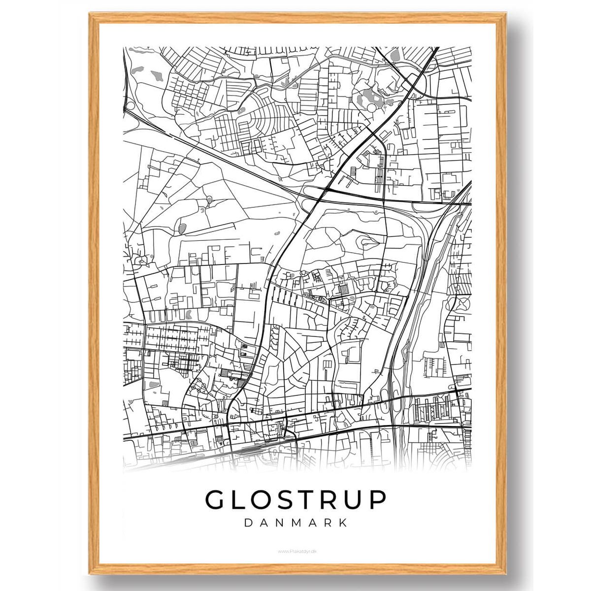 Glostrup by plakat - hvid (Størrelse: L - 50x70cm (B2))