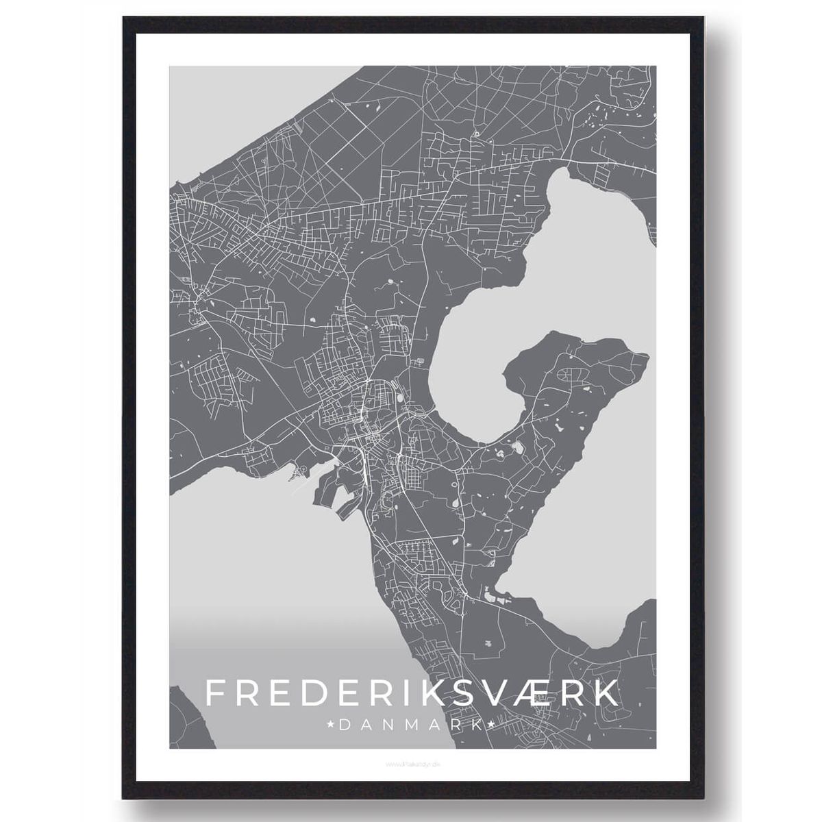 Frederiksværk by plakat - grå (Størrelse: L - 50x70cm (B2))