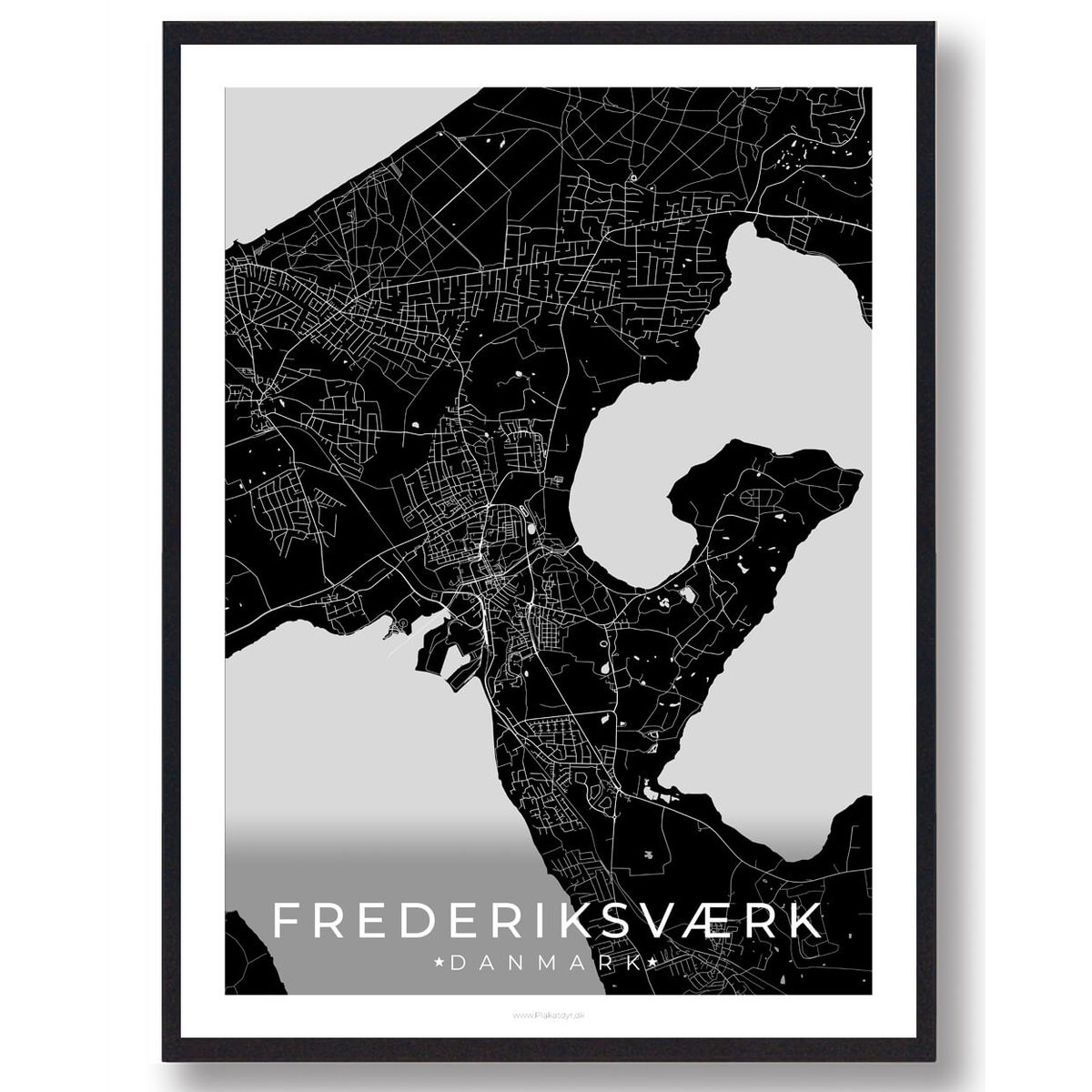 Frederiksværk by plakat - sort (Størrelse: L - 50x70cm (B2))