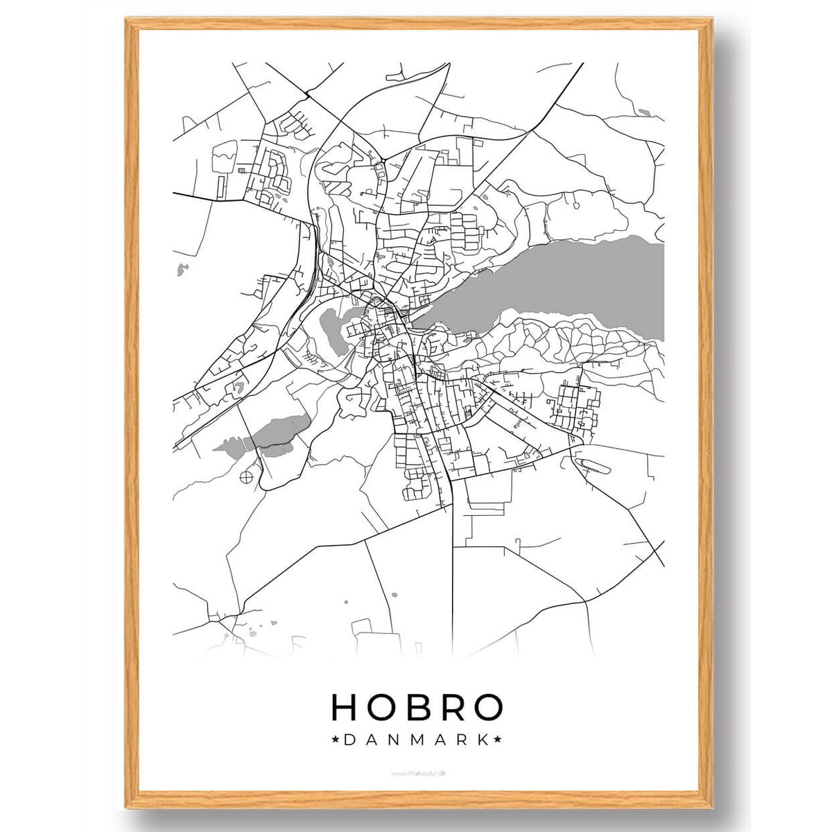 Hobro by plakat - hvid (Størrelse: L - 50x70cm (B2))