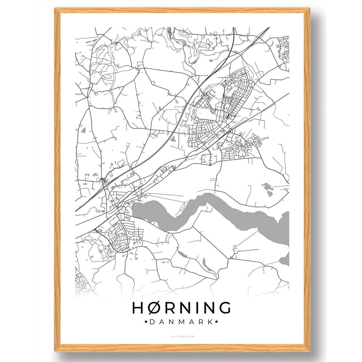 Hørning by plakat - hvid (Størrelse: L - 50x70cm (B2))