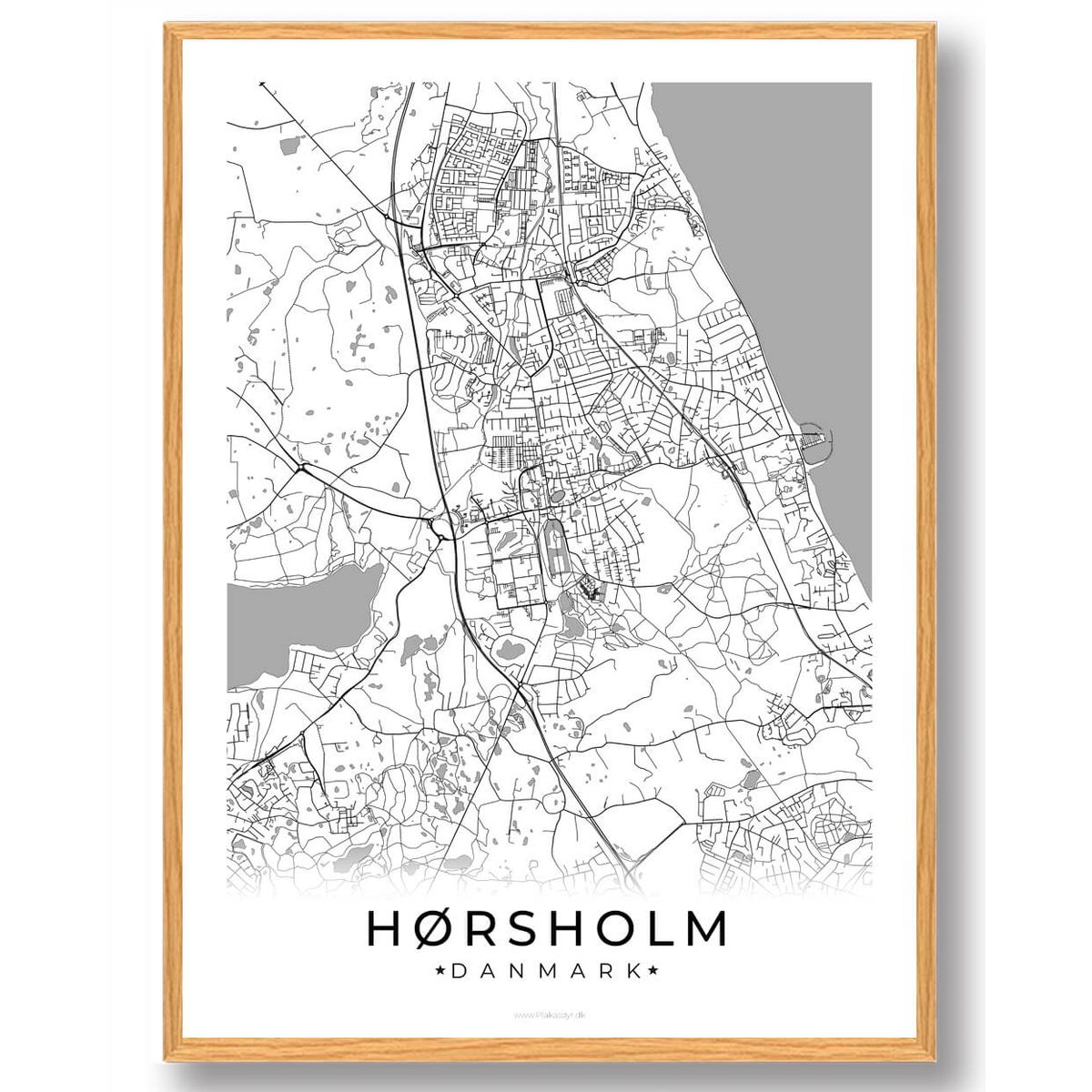 Hørsholm by plakat - hvid (Størrelse: L - 50x70cm (B2))