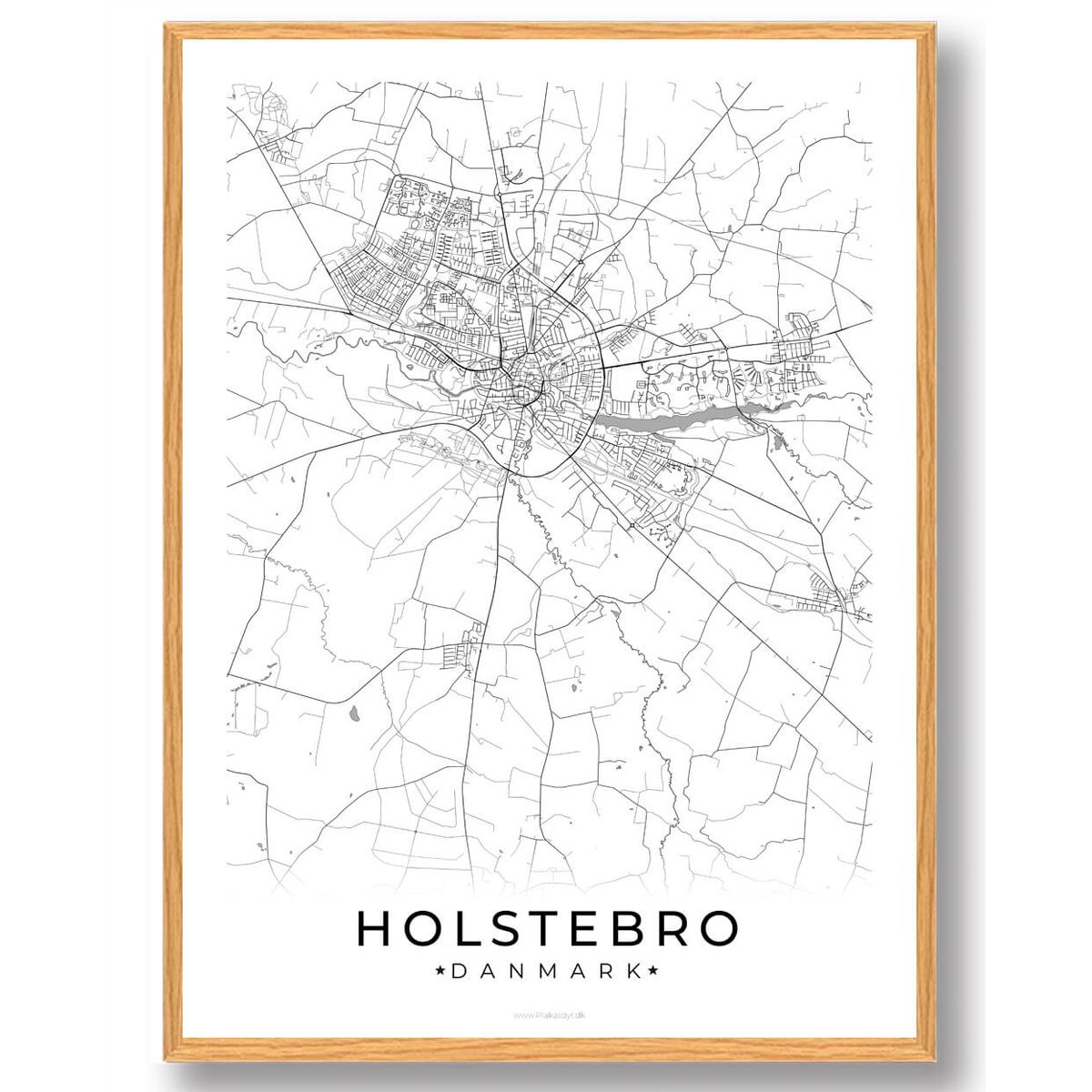 Holstebro by plakat - hvid (Størrelse: L - 50x70cm (B2))