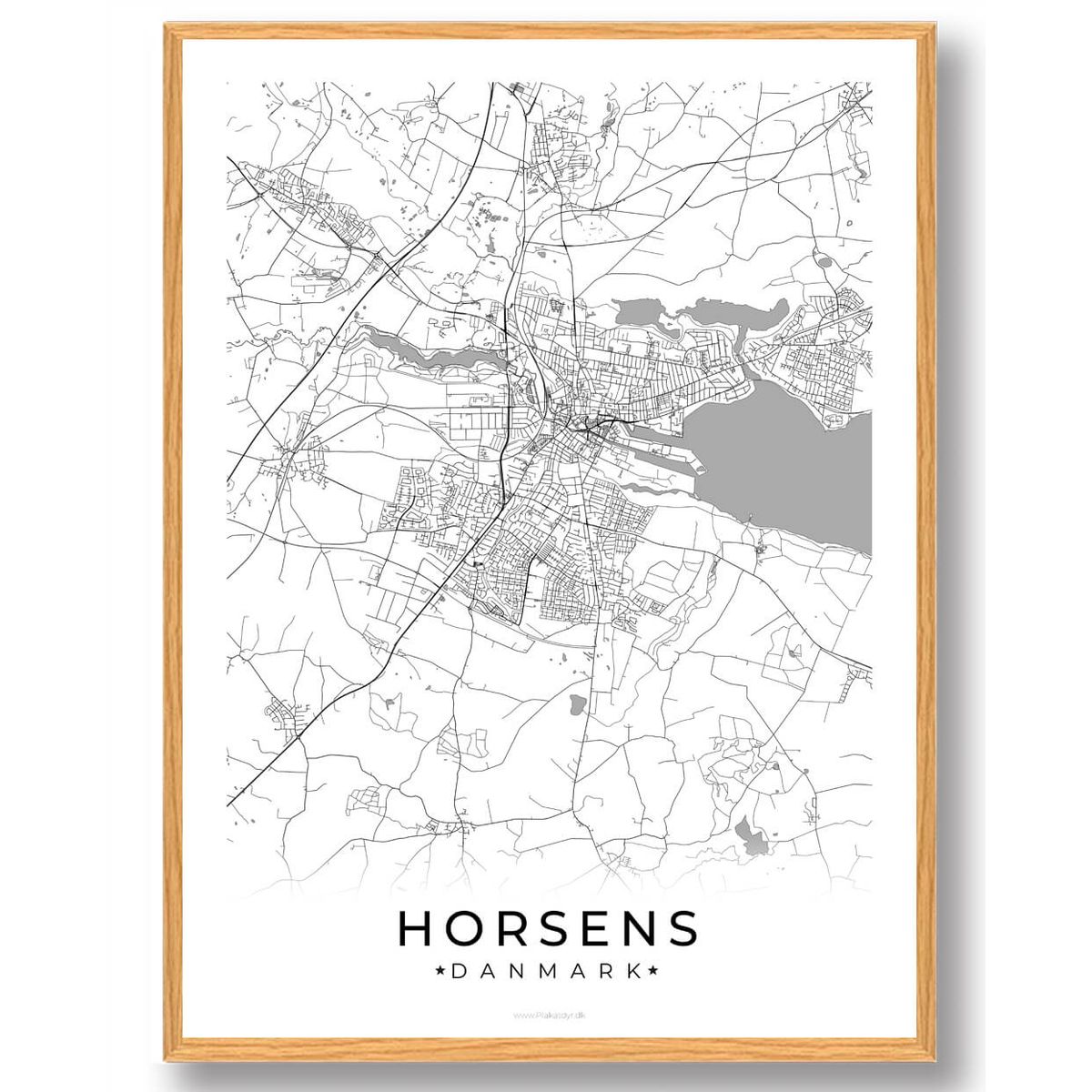 Horsens by plakat - hvid (Størrelse: L - 50x70cm (B2))