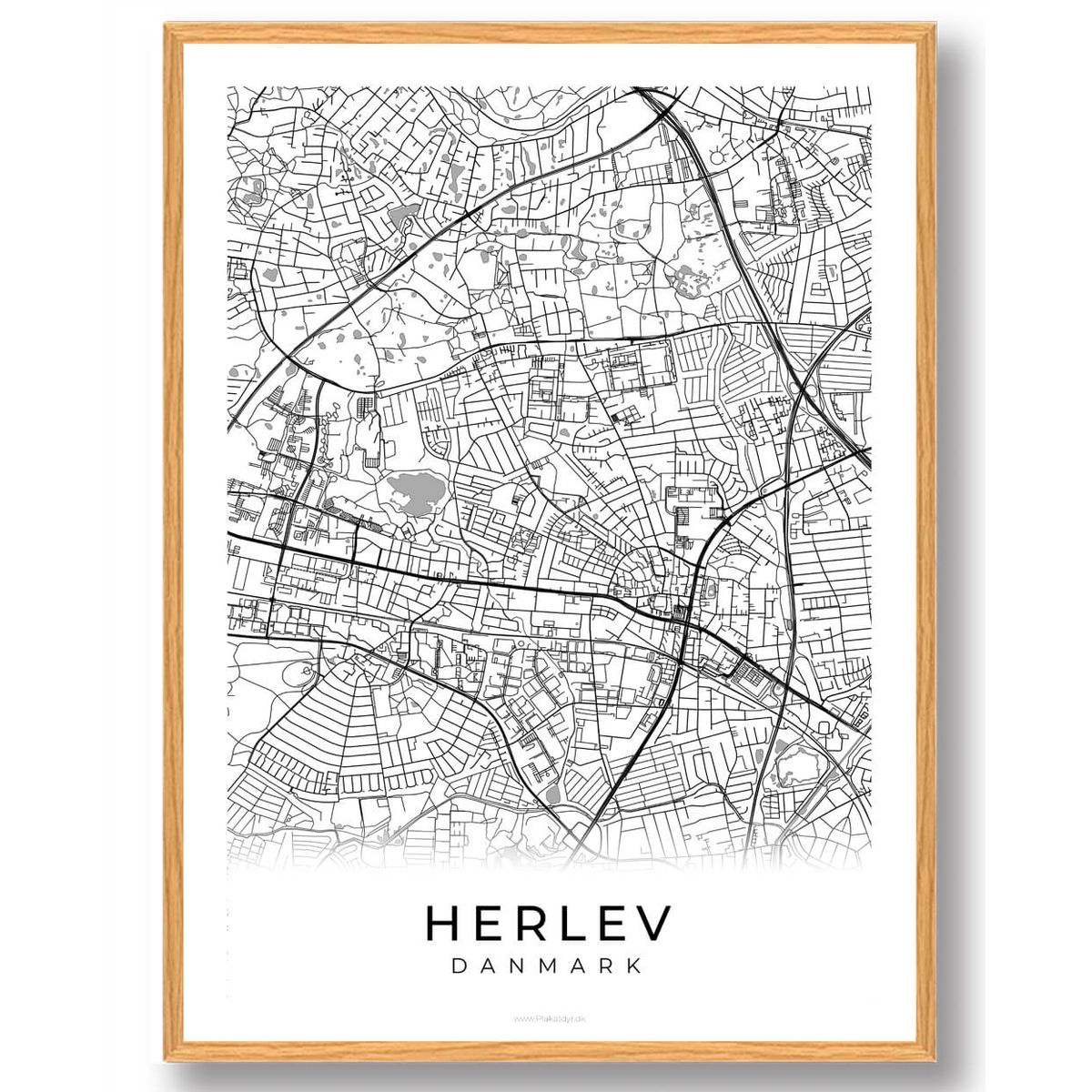 Herlev by plakat - hvid (Størrelse: L - 50x70cm (B2))