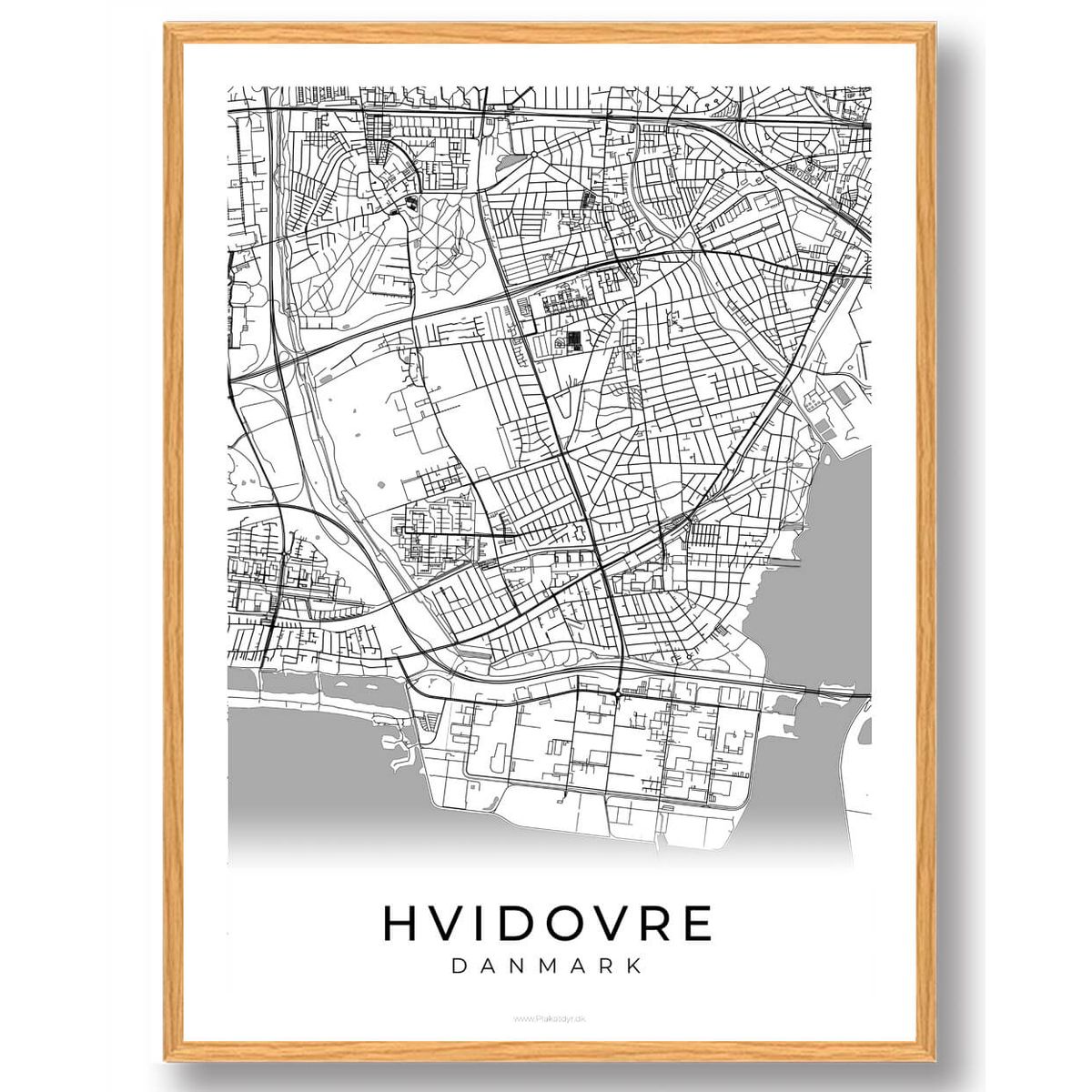 Hvidovre by plakat - hvid (Størrelse: L - 50x70cm (B2))