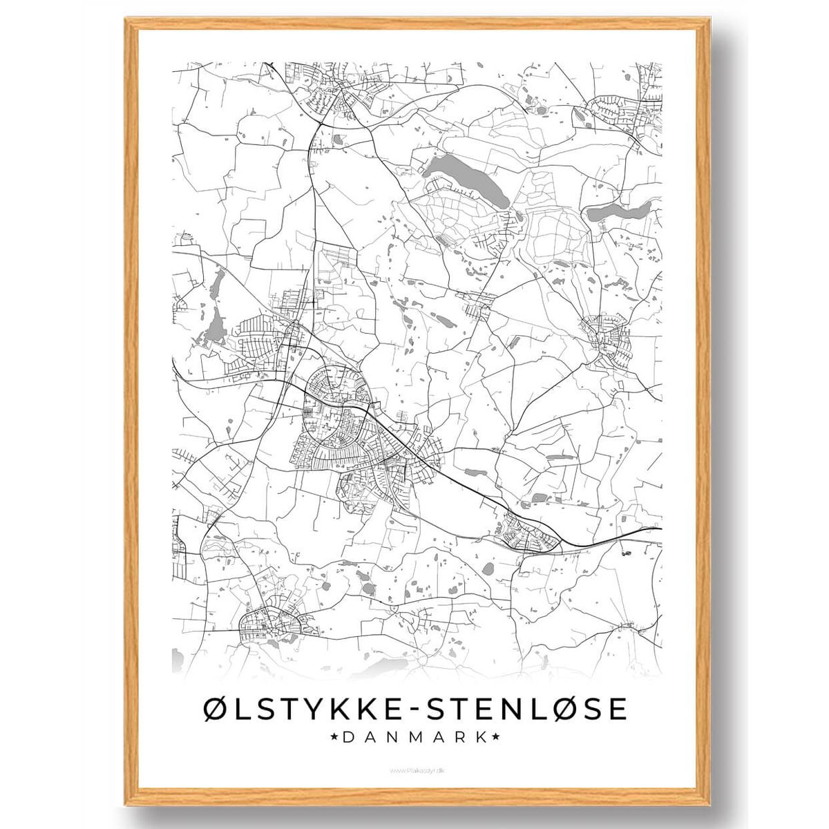 Ølstykke-Stenløse by plakat - hvid (Størrelse: L - 50x70cm (B2))