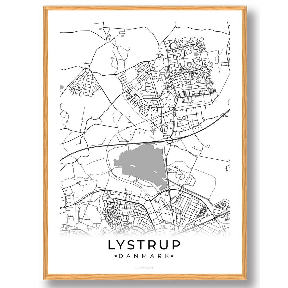 Lystrup by plakat - hvid (Størrelse: L - 50x70cm (B2))