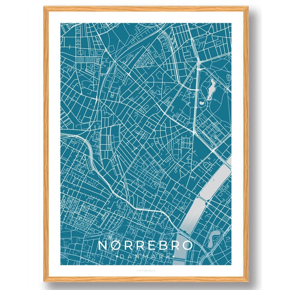 Nørrebro by plakat - blå (Størrelse: L - 50x70cm (B2))