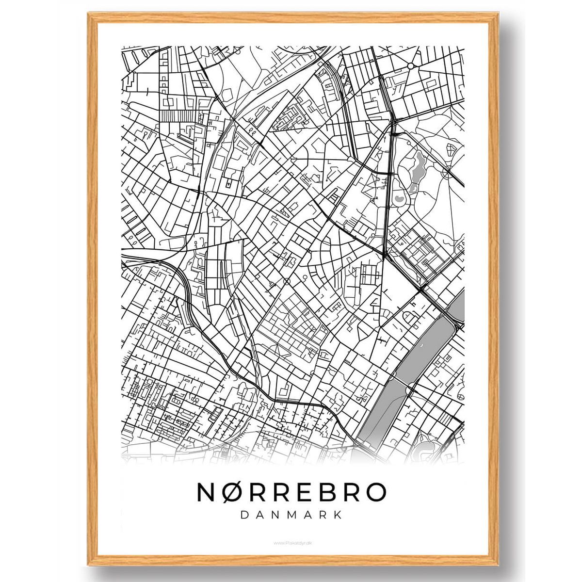 Nørrebro by plakat - hvid (Størrelse: L - 50x70cm (B2))