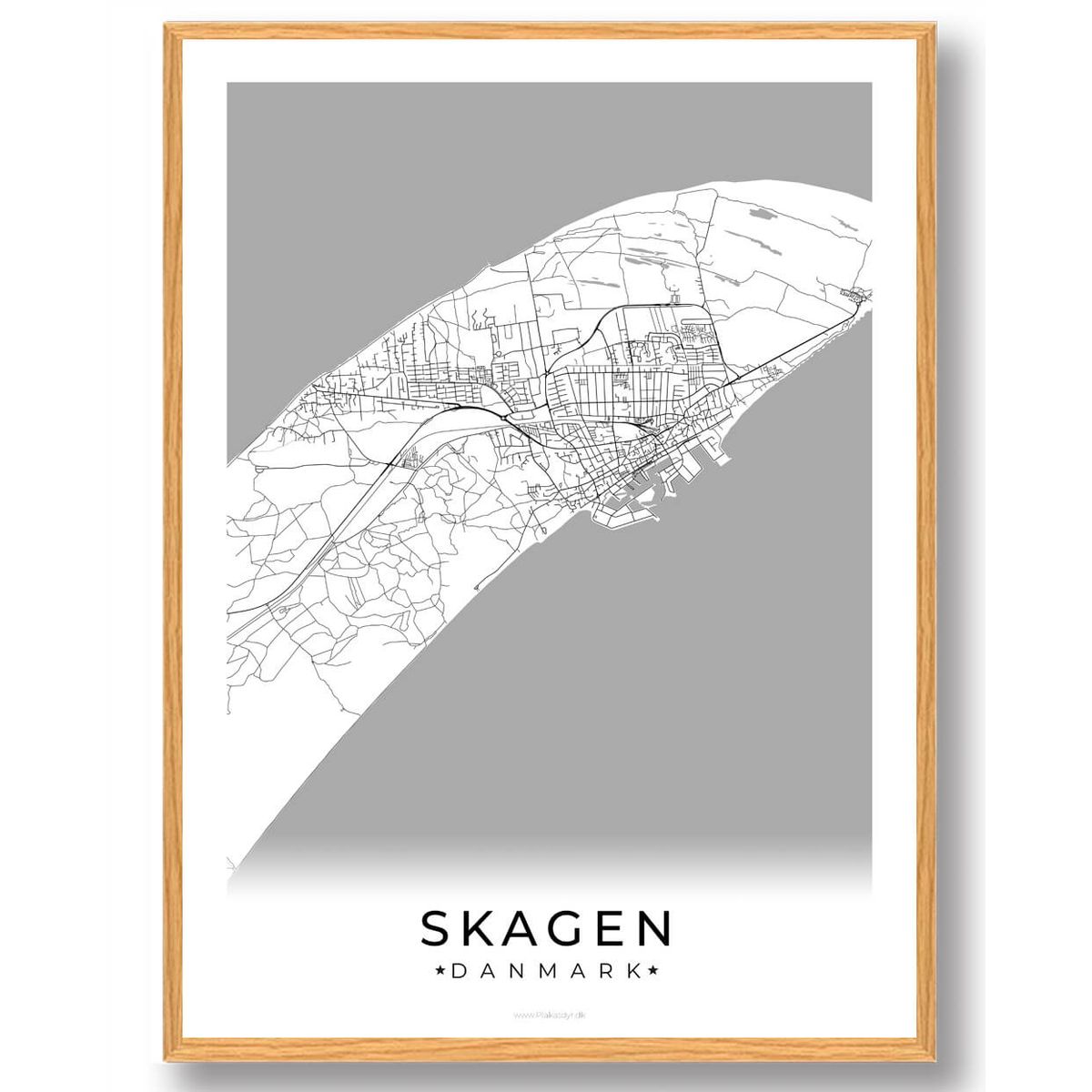 Skagen by plakat - hvid (Størrelse: L - 50x70cm (B2))