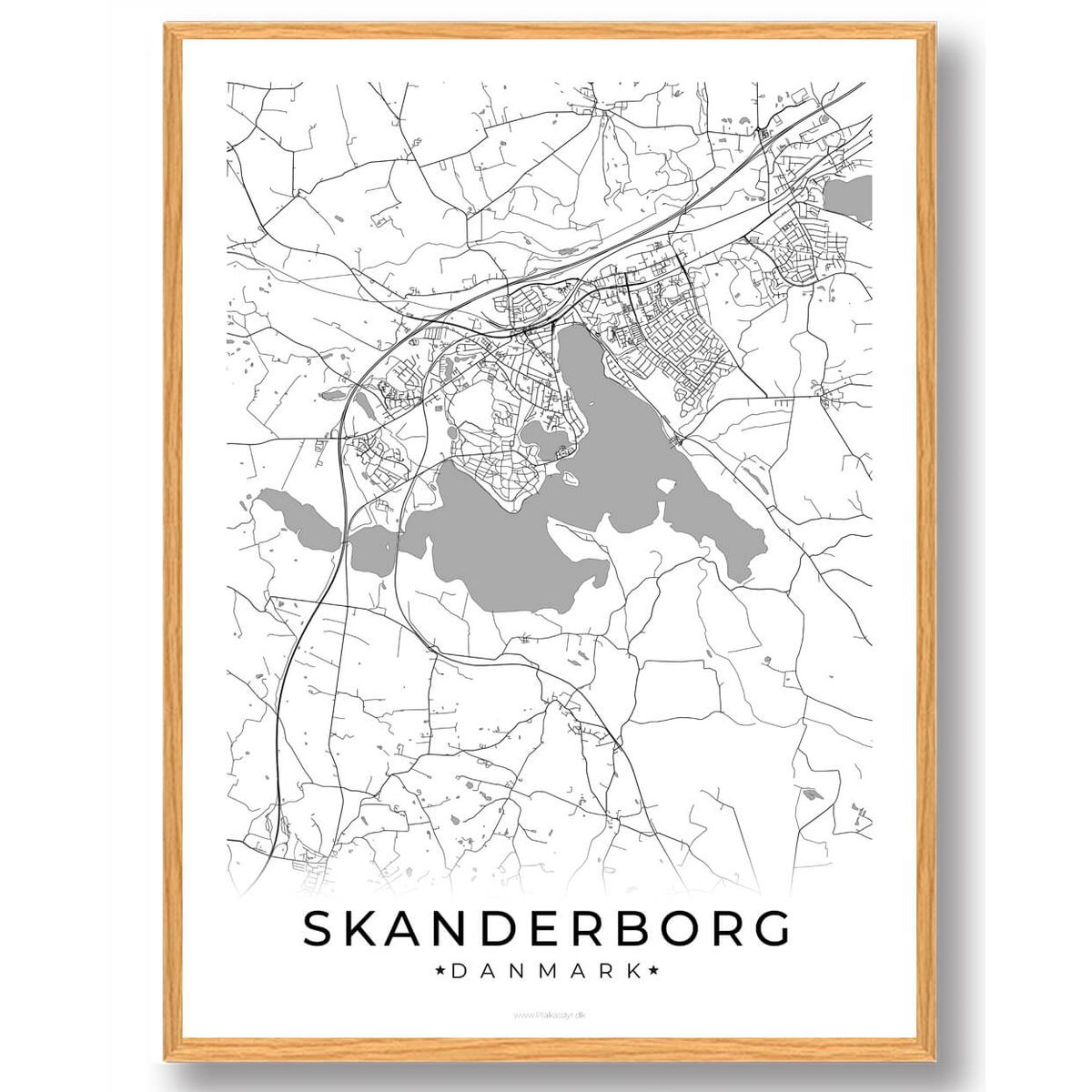 Skanderborg by plakat - hvid (Størrelse: L - 50x70cm (B2))