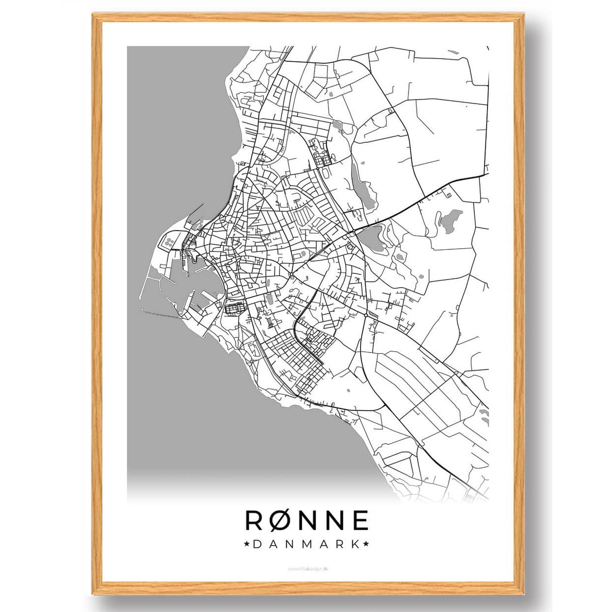 Rønne plakat - hvid (Størrelse: M - 30x40cm)