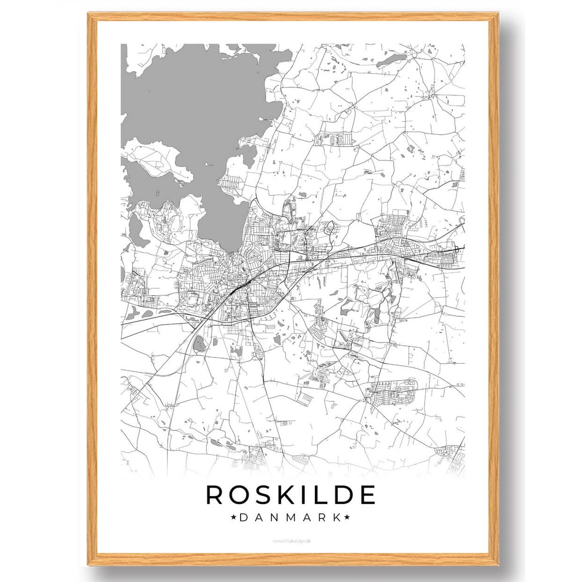 Roskilde by plakat - hvid (Størrelse: L - 50x70cm (B2))