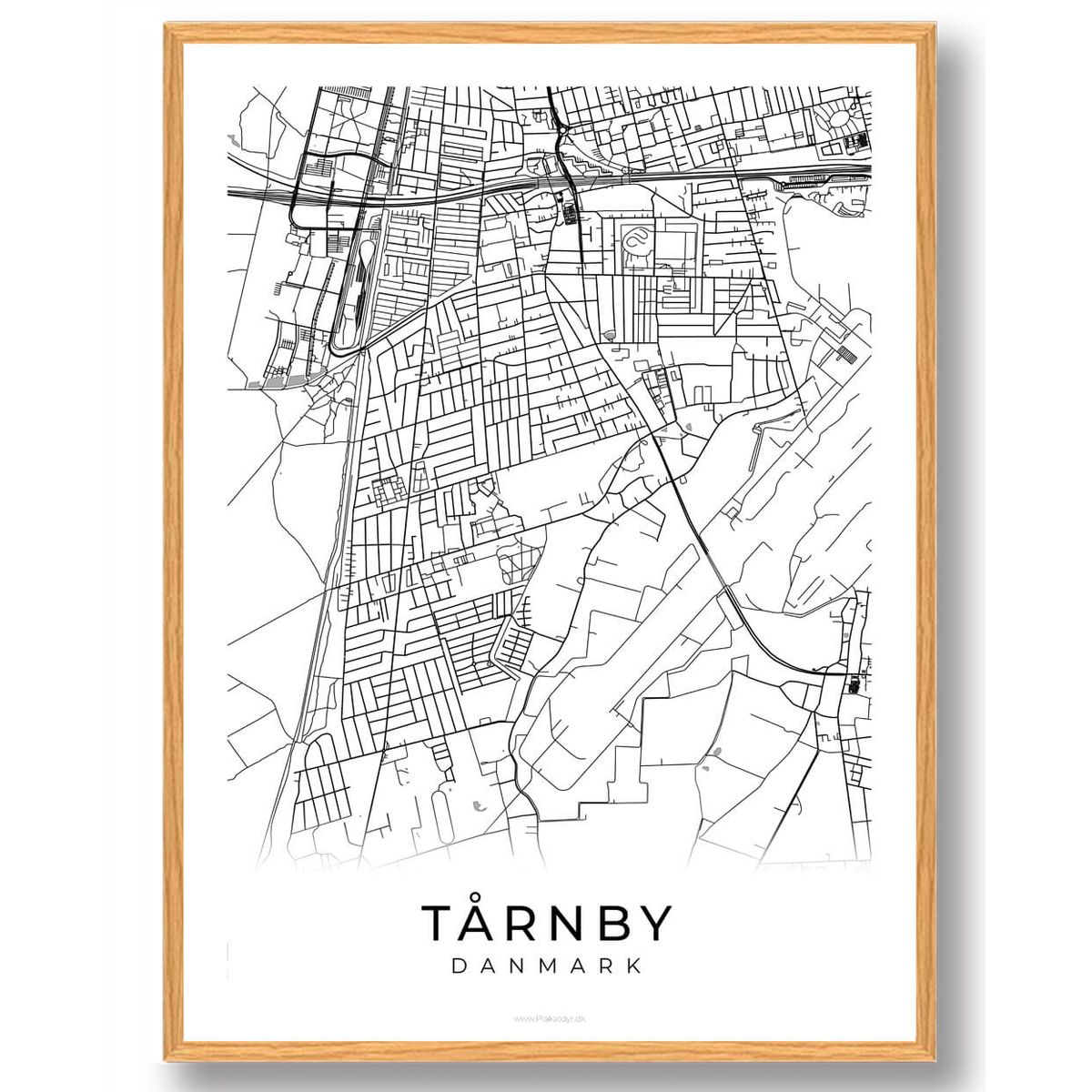 Tårnby by plakat - hvid (Størrelse: L - 50x70cm (B2))