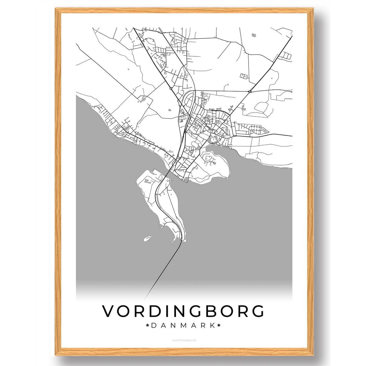 Vordingborg by plakat - hvid (Størrelse: L - 50x70cm (B2))