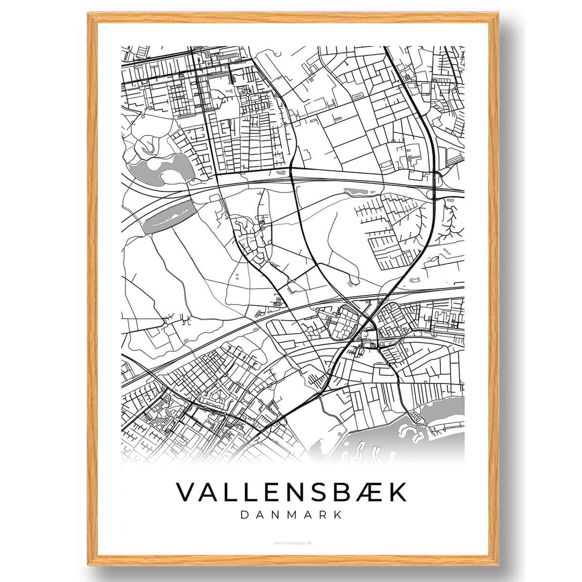 Vallensbæk by plakat - hvid (Størrelse: L - 50x70cm (B2))