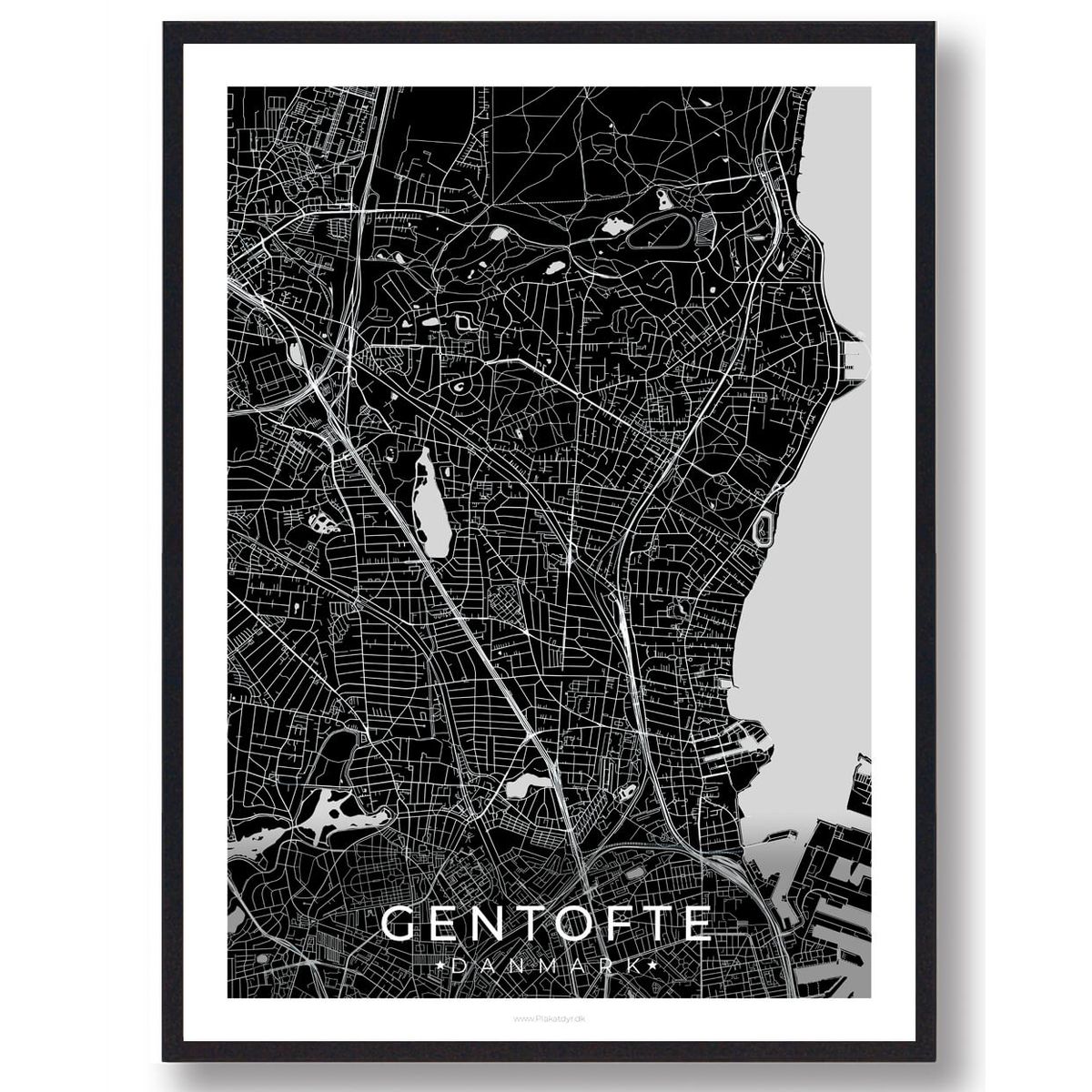 Gentofte by plakat - sort (Størrelse: L - 50x70cm (B2))