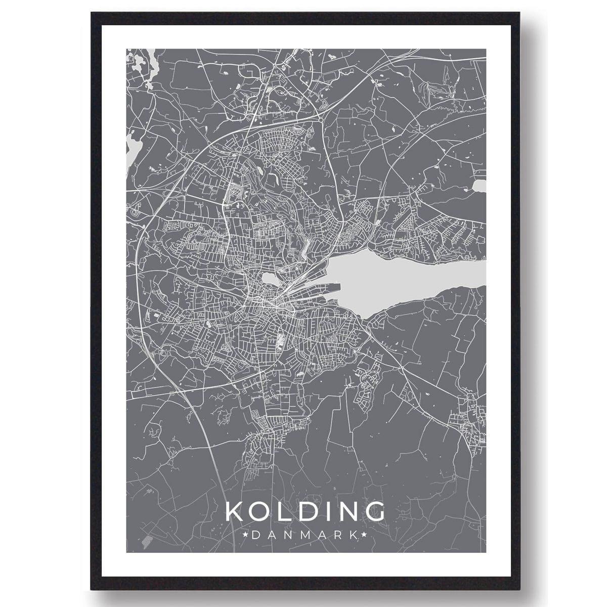 Kolding by plakat - grå (Størrelse: L - 50x70cm (B2))