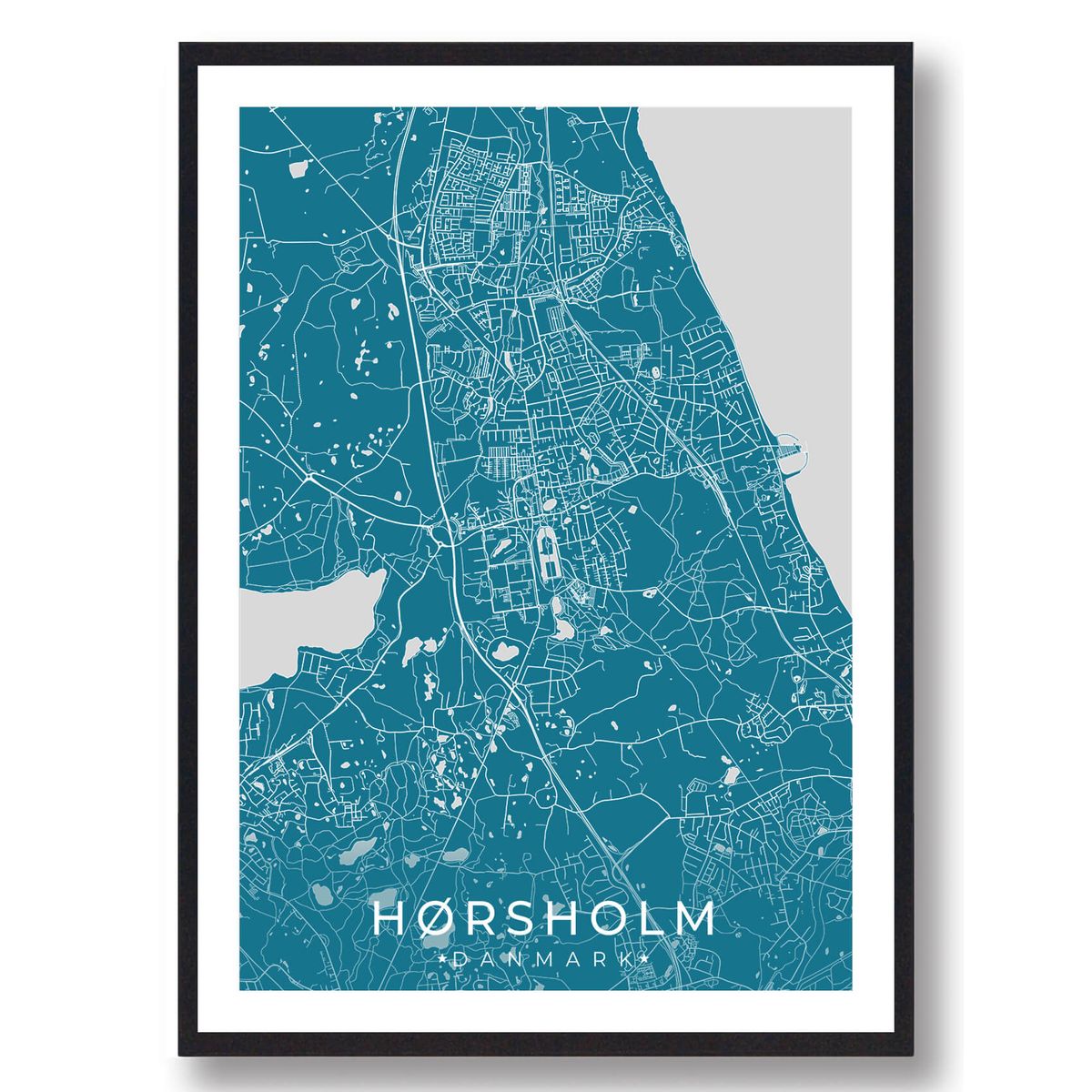 Hørsholm by plakat - blå (Størrelse: L - 50x70cm (B2))