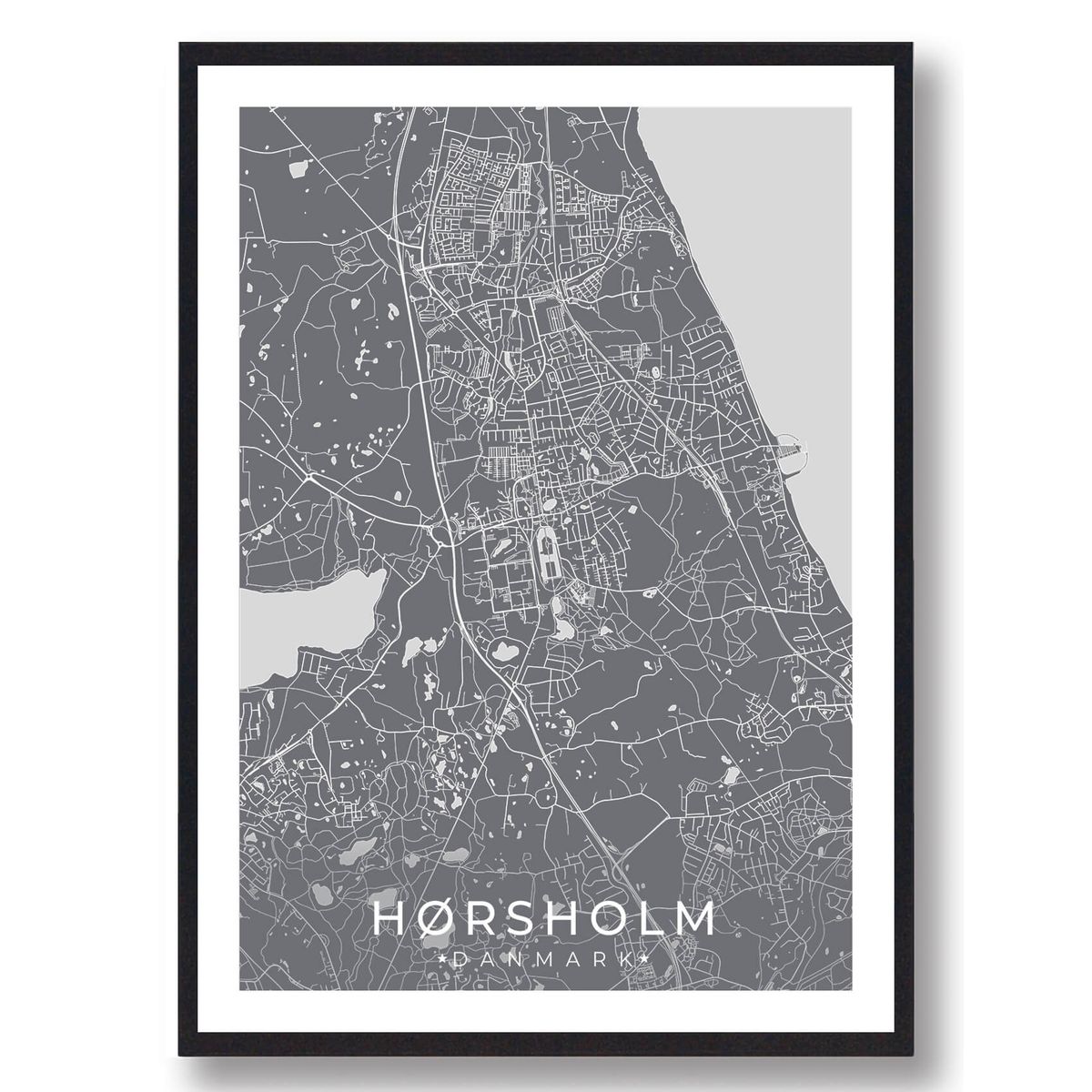 Hørsholm by plakat - grå (Størrelse: L - 50x70cm (B2))