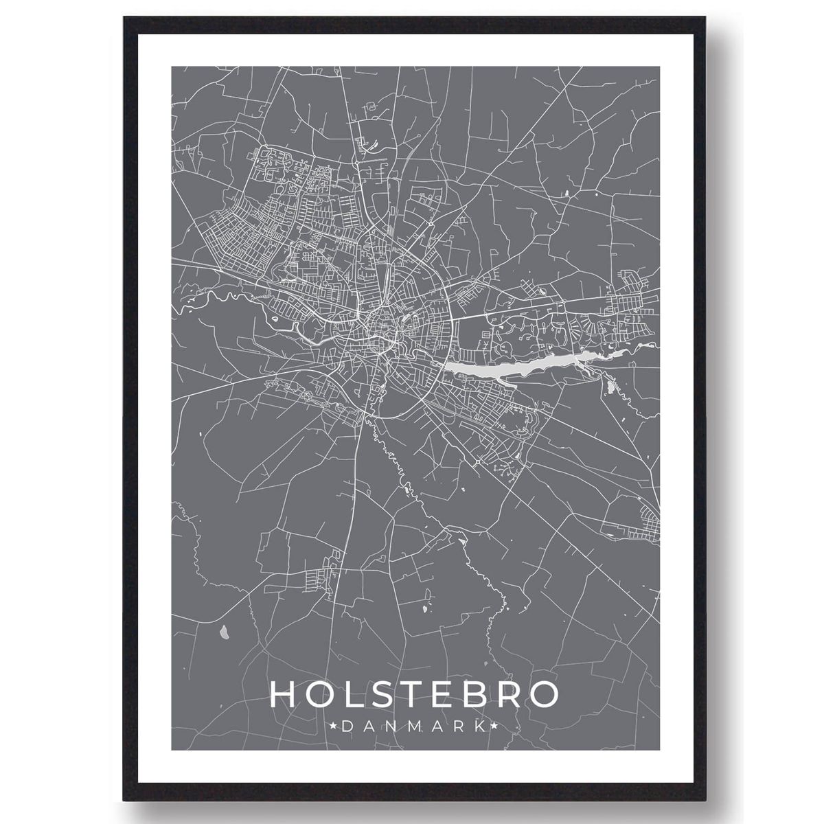 Holstebro by plakat - grå (Størrelse: L - 50x70cm (B2))