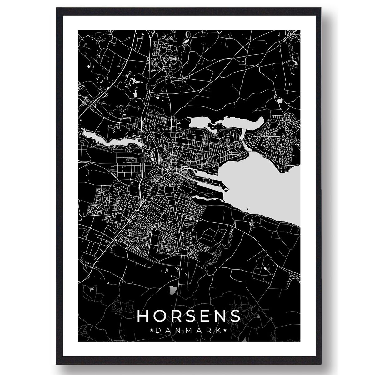 Horsens by plakat - sort (Størrelse: L - 50x70cm (B2))