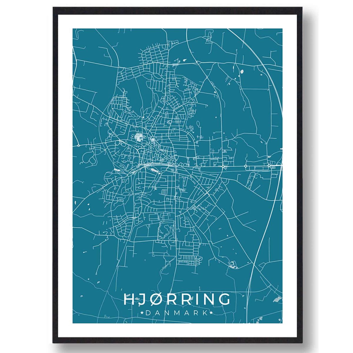 Hjørring by plakat - blå (Størrelse: L - 50x70cm (B2))