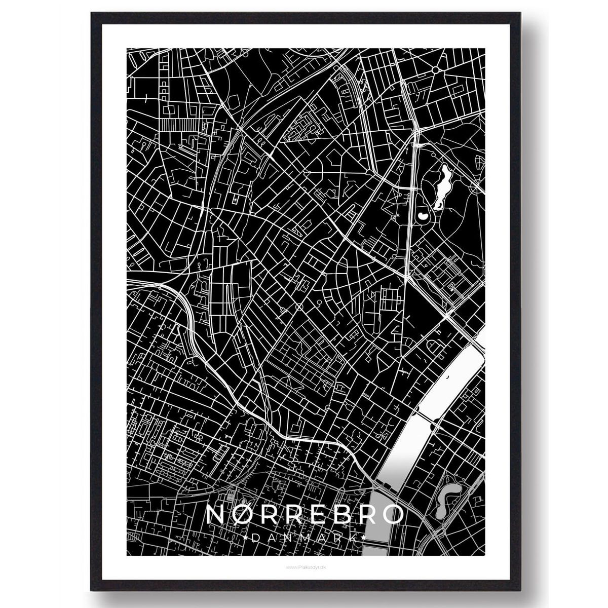 Nørrebro by plakat - sort (Størrelse: L - 50x70cm (B2))