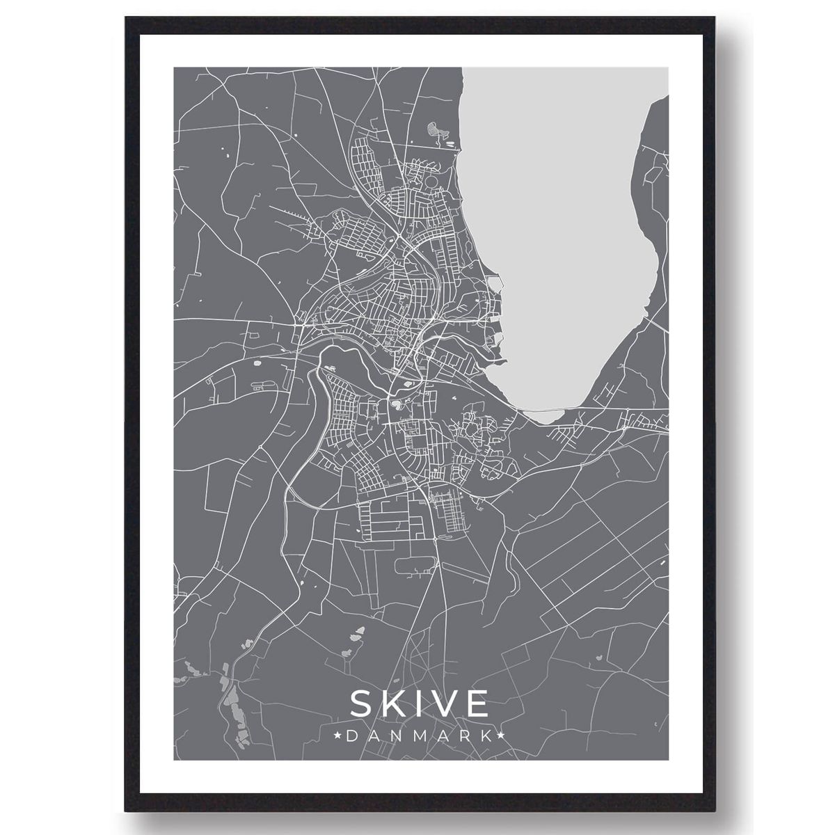 Skive by plakat - grå (Størrelse: L - 50x70cm (B2))