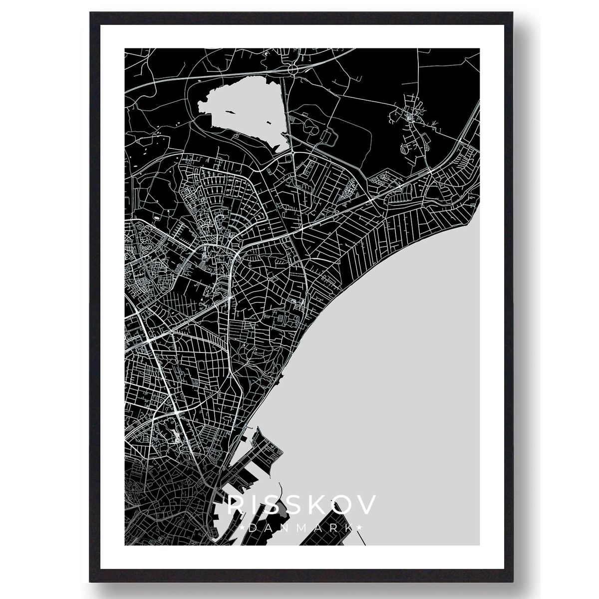 Risskov by plakat - sort (Størrelse: L - 50x70cm (B2))