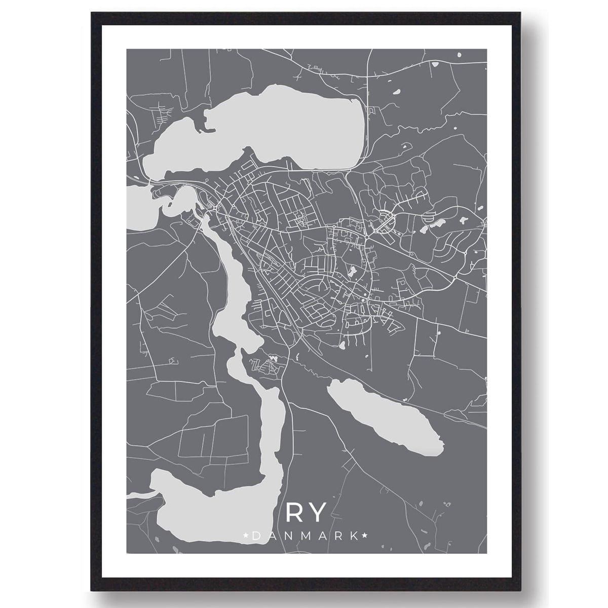 Ry by plakat - grå (Størrelse: L - 50x70cm (B2))