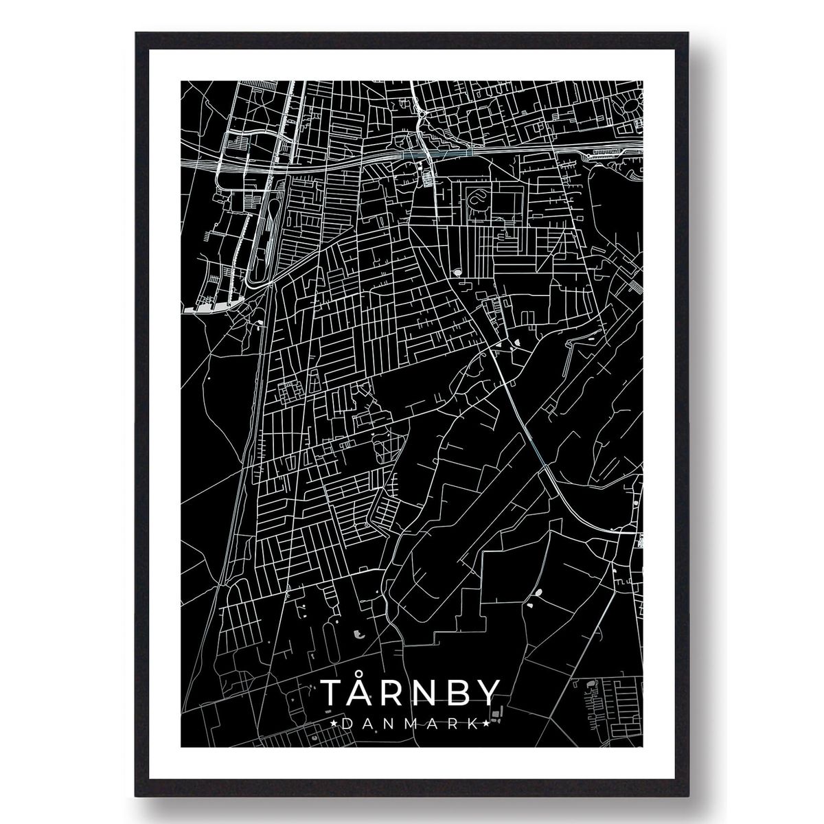 Tårnby by plakat - sort (Størrelse: L - 50x70cm (B2))