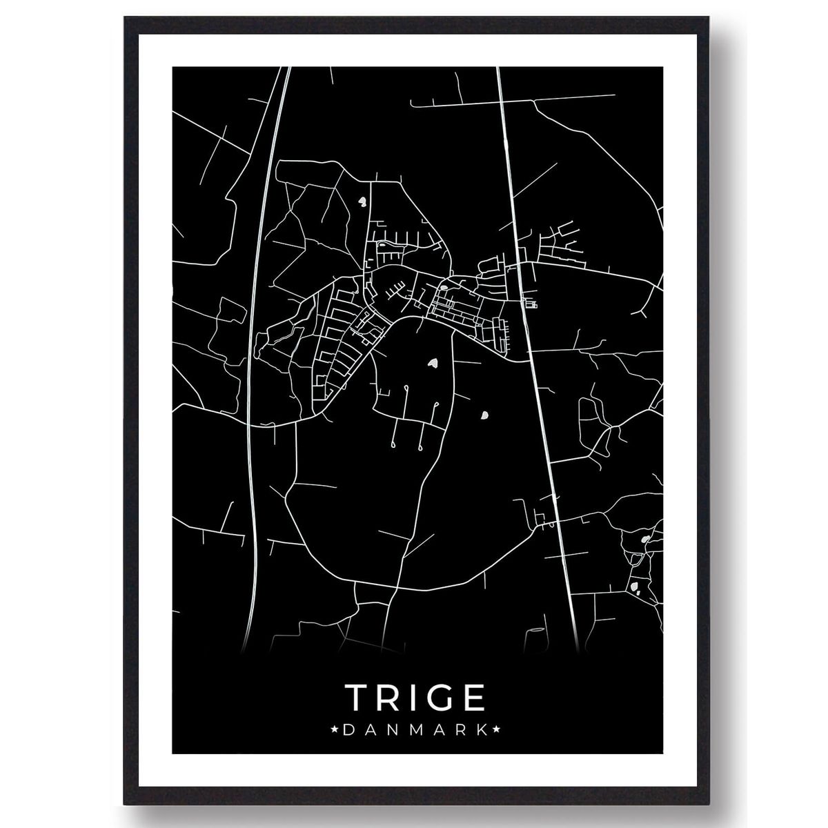 Trige by plakat - sort (Størrelse: L - 50x70cm (B2))