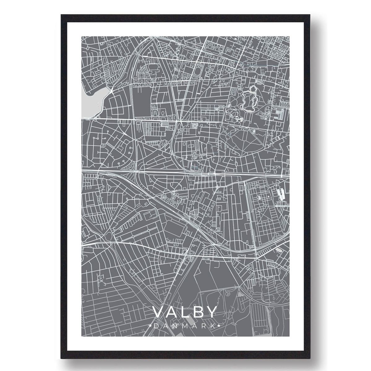 Valby by plakat - grå (Størrelse: L - 50x70cm (B2))