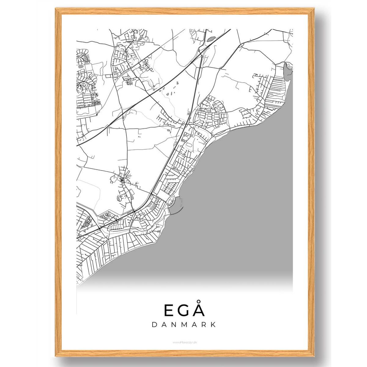 Egå by plakat - hvid (Størrelse: L - 50x70cm (B2))