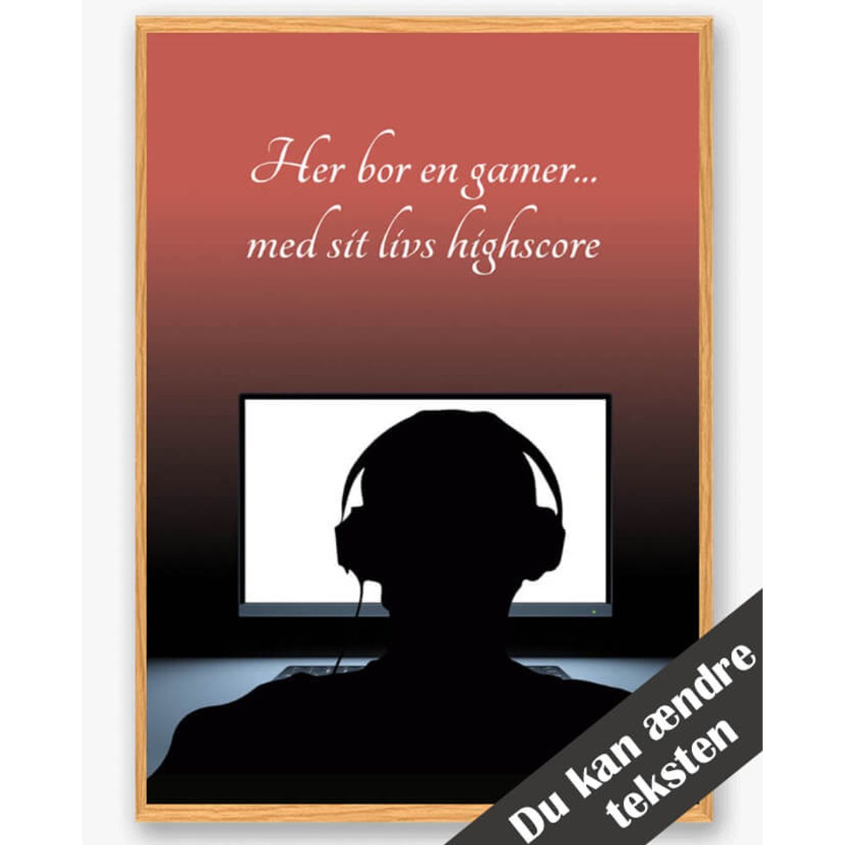 Her bor en gamer... - plakat (Størrelse: L - 50x70cm (B2))