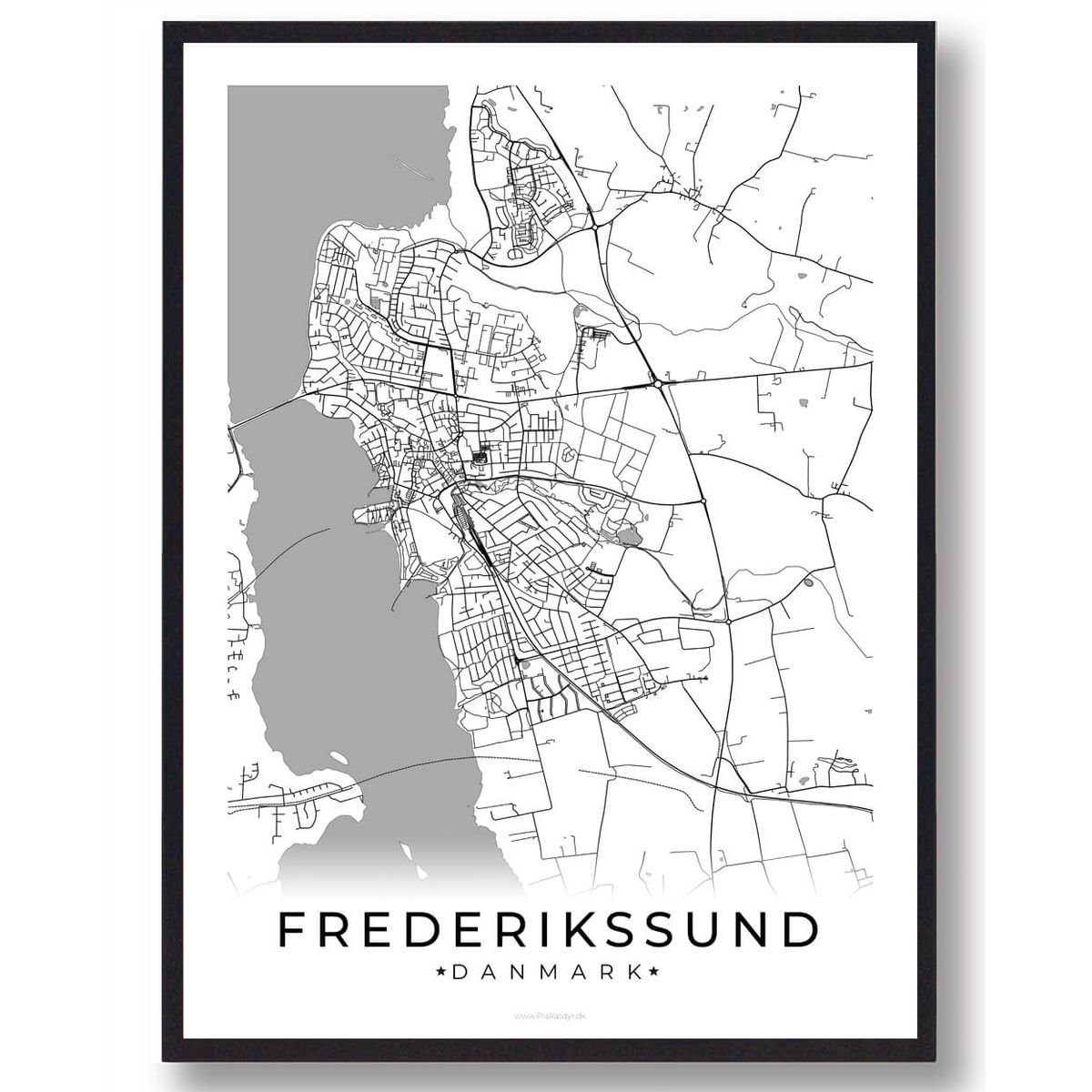 Frederikssund by plakat - hvid (Størrelse: L - 50x70cm (B2))