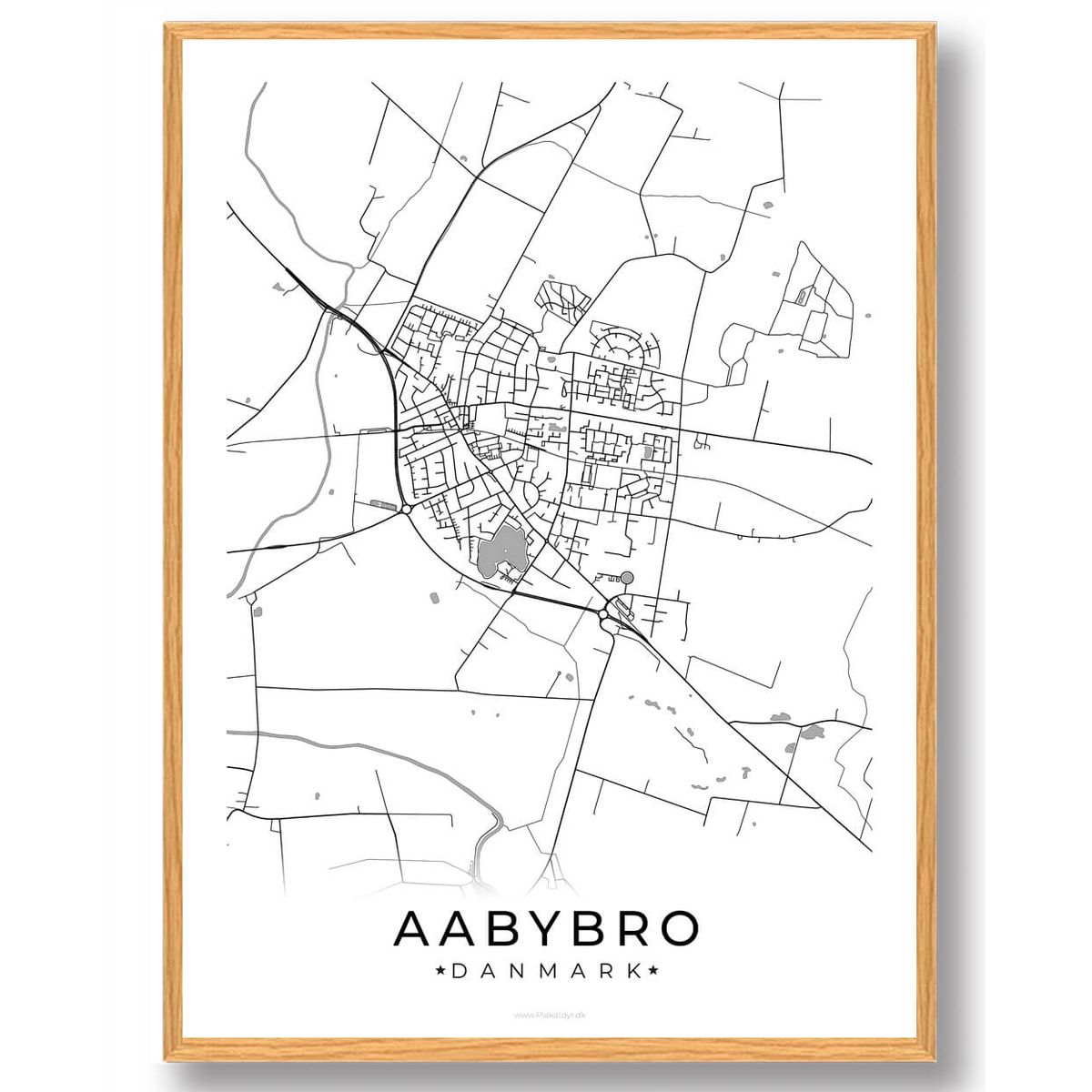 Aabybro by plakat - hvid (Størrelse: L - 50x70cm (B2))