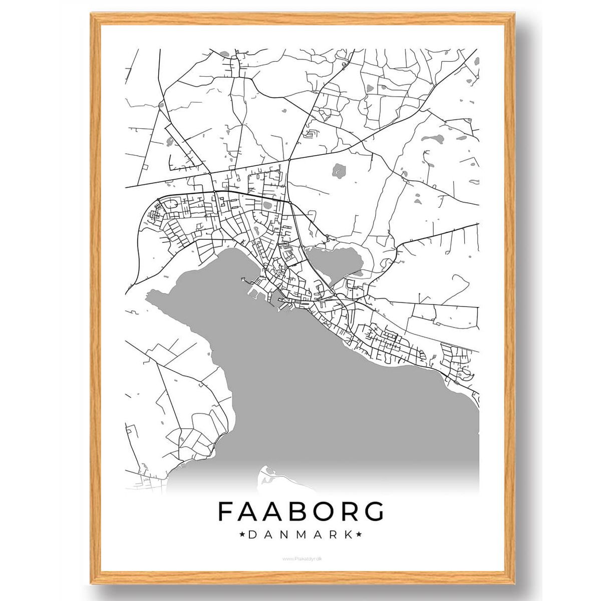 Faaborg by plakat - hvid (Størrelse: L - 50x70cm (B2))