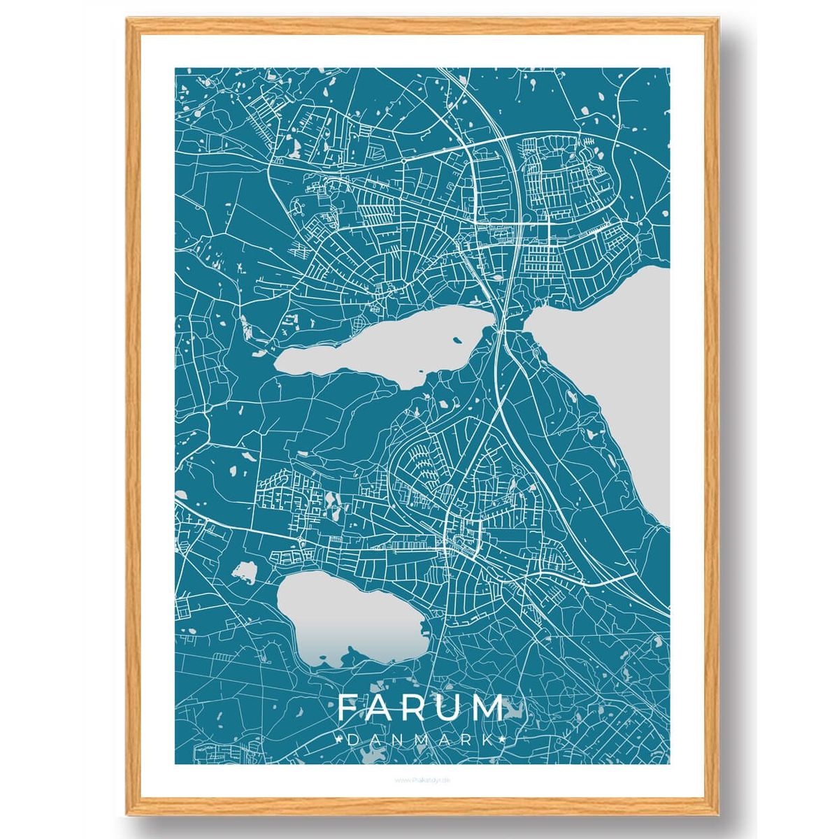 Farum by plakat - blå (Størrelse: L - 50x70cm (B2))