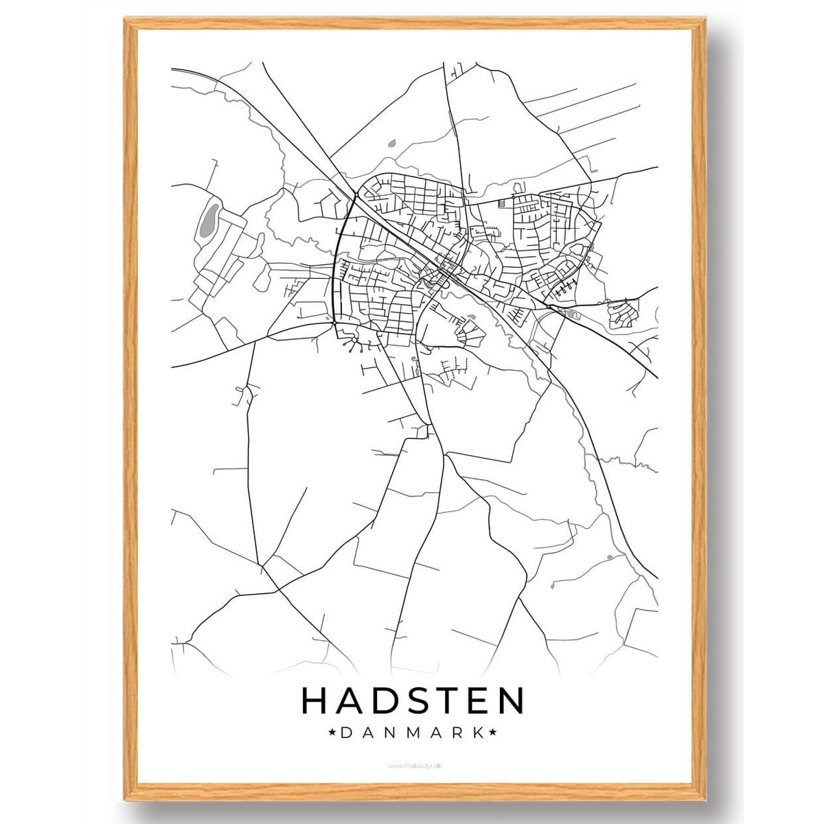 Hadsten by plakat - hvid (Størrelse: L - 50x70cm (B2))