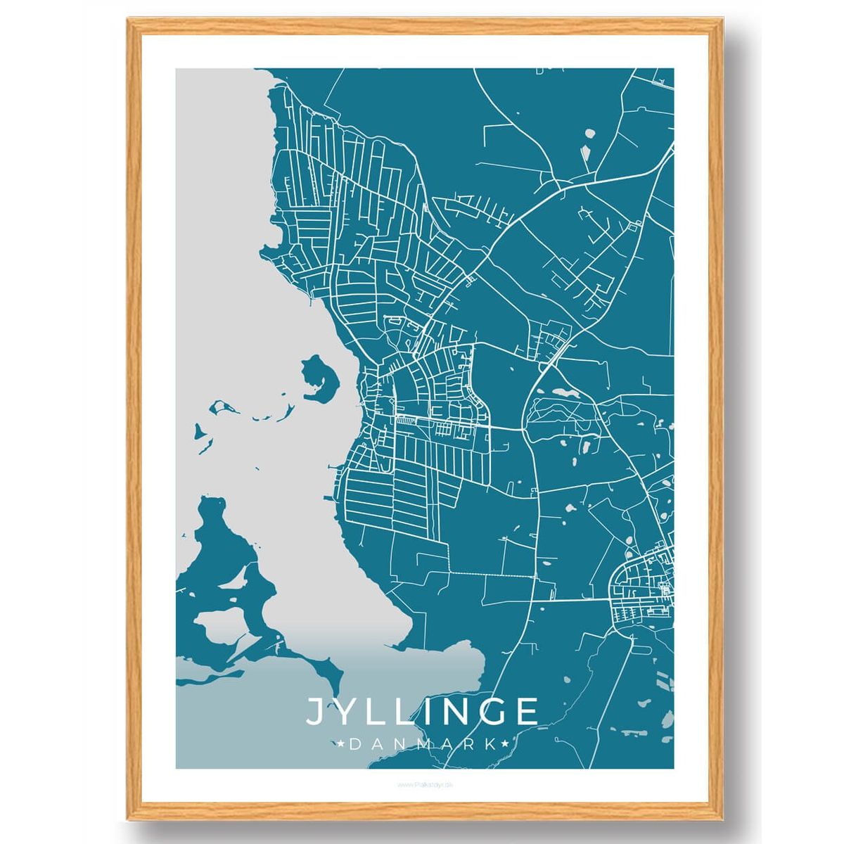 Jyllinge by plakat - blå (Størrelse: L - 50x70cm (B2))