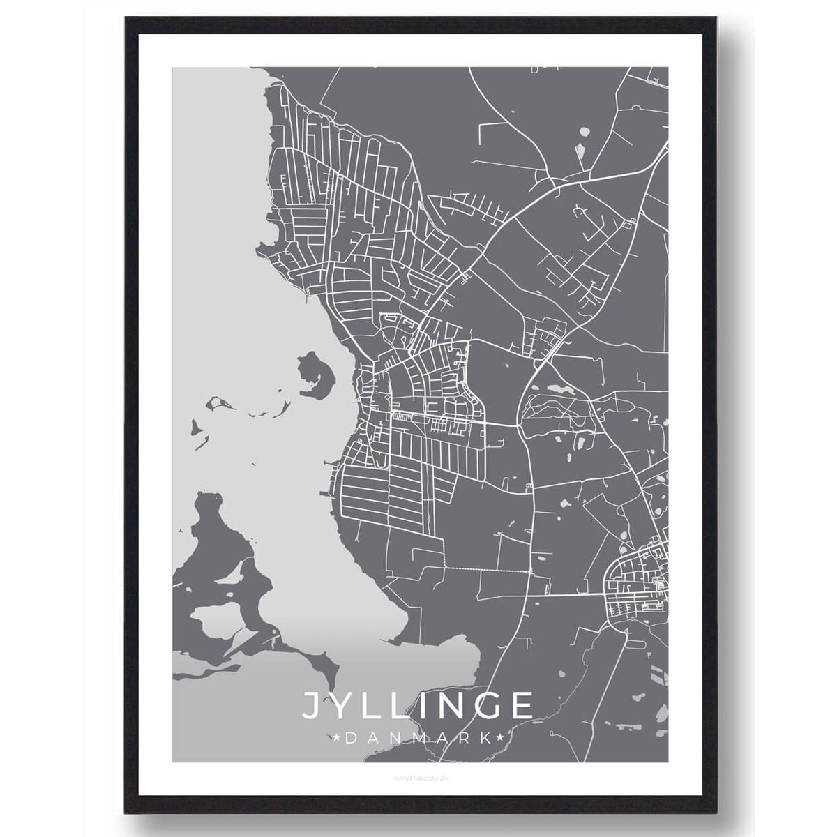 Jyllinge by plakat - grå (Størrelse: L - 50x70cm (B2))