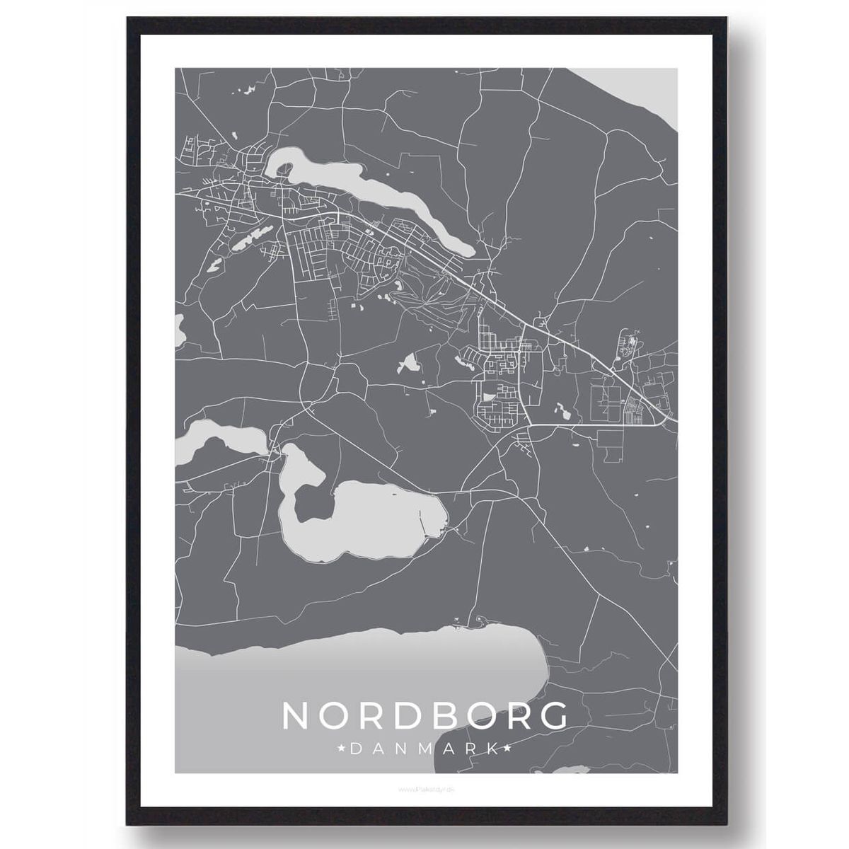 Nordborg by plakat - grå (Størrelse: L - 50x70cm (B2))