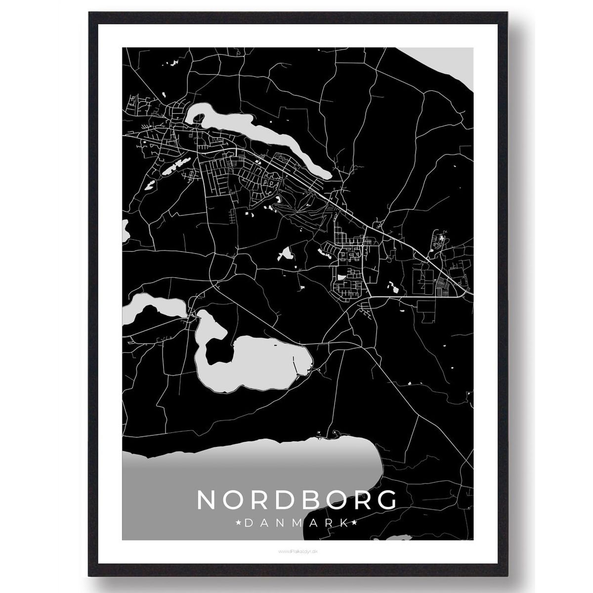 Nordborg by plakat - sort (Størrelse: L - 50x70cm (B2))