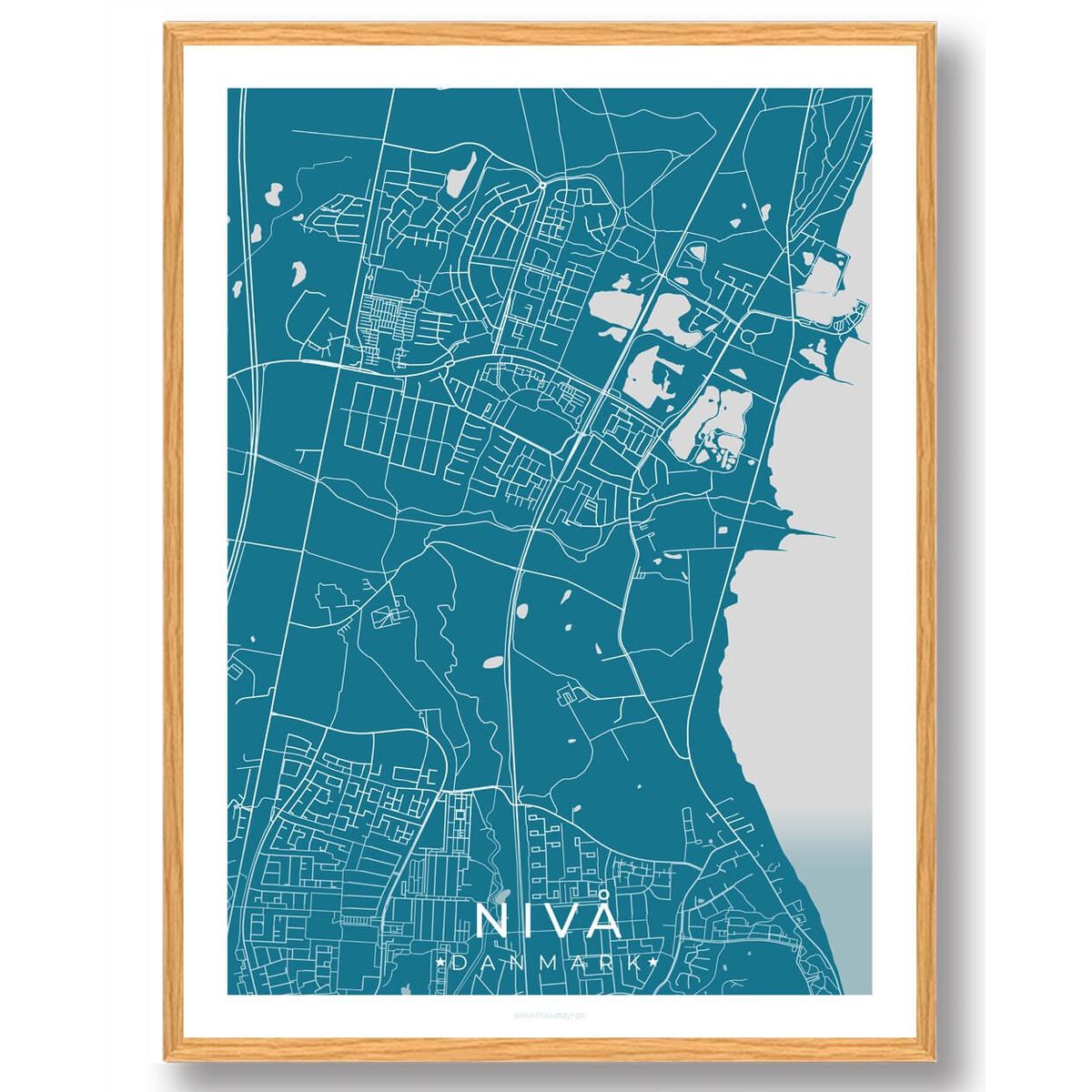 Nivå by plakat - blå (Størrelse: L - 50x70cm (B2))