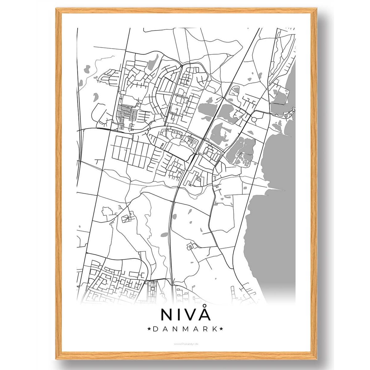 Nivå by plakat - hvid (Størrelse: L - 50x70cm (B2))