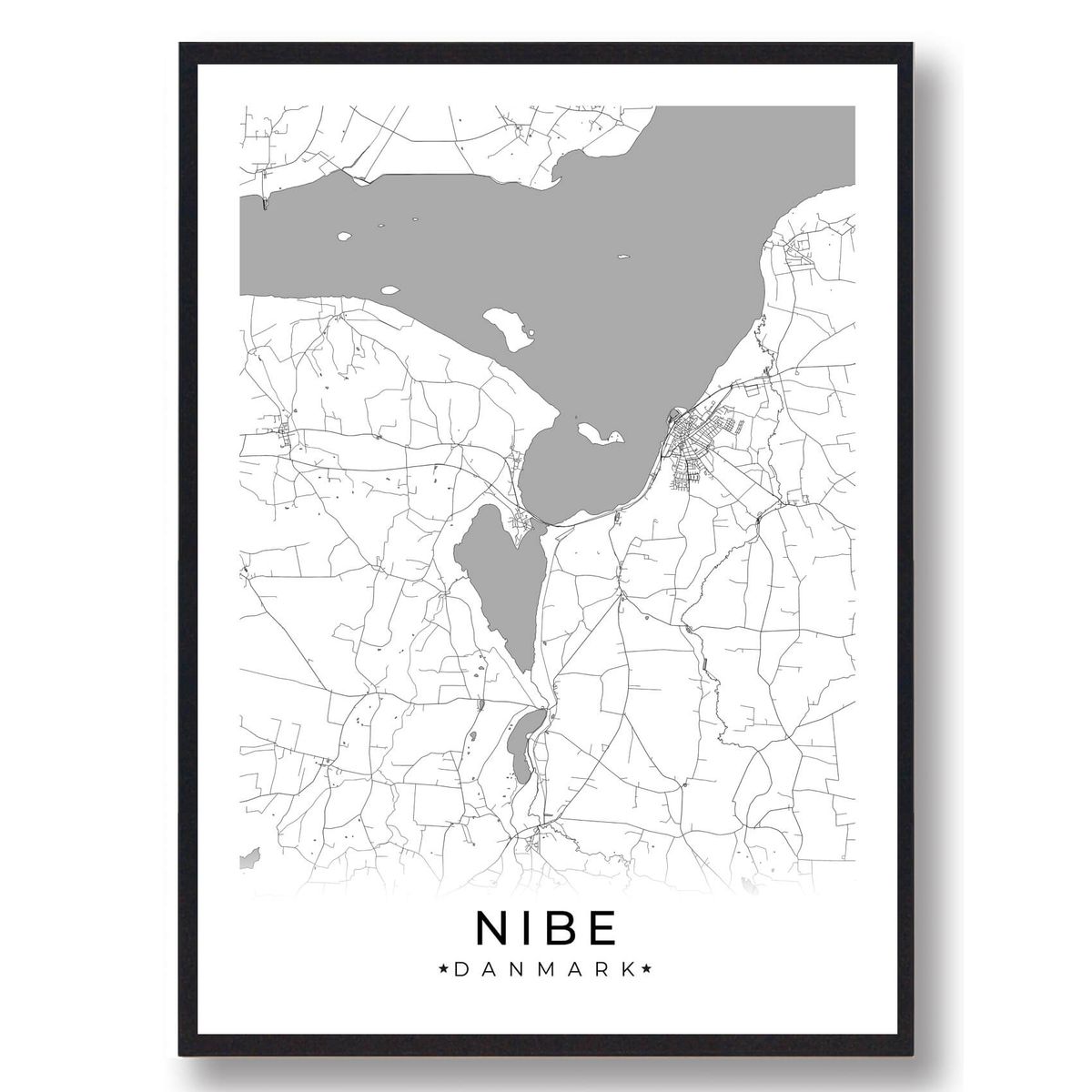 Nibe by plakat - hvid (Størrelse: L - 50x70cm (B2))